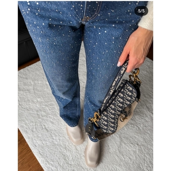 Zara Jewel BEADED JEANS  HIGH WAIST Blue - Picture 8 of 16